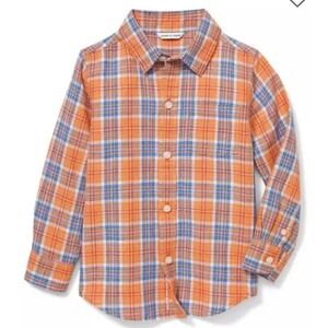 Janie & Jack Plaid Linen Shirt-Size 5